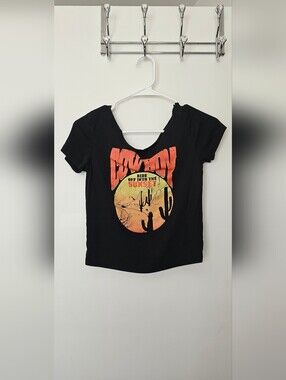 Women’s Black Graphic Tee with Sunset Desert Print